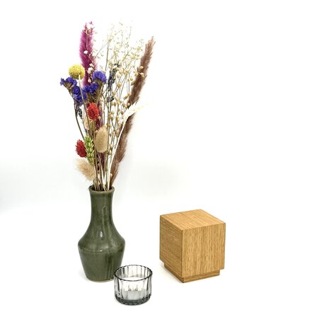 Houten mini urn modern vierkant Eikenhout | hu-DHU A 101