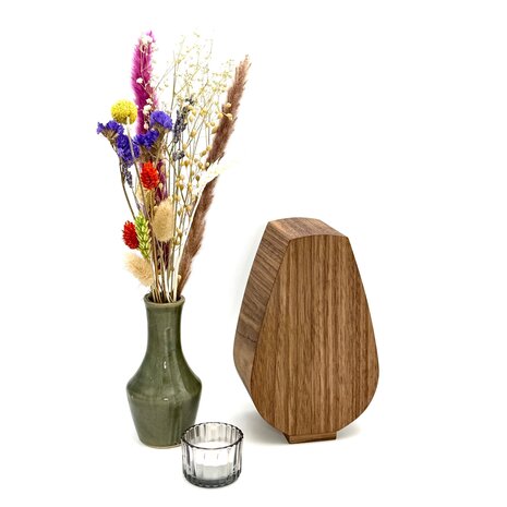 Houten kleine urn anjer notenhout | hu-DHU A 232