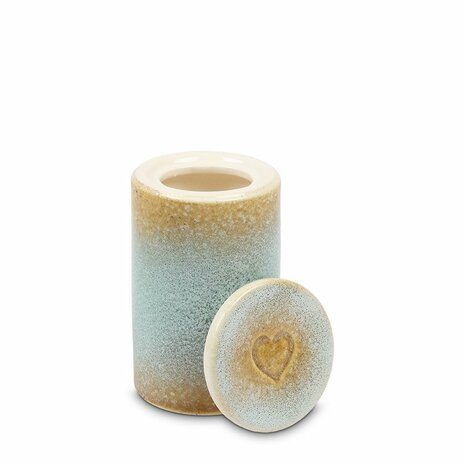 Keramische mini urn waxinelichtje blauw bruin | wd-UCUTC01