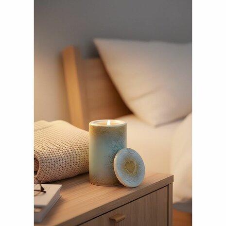 Keramische mini urn waxinelichtje blauw bruin | wd-UCUTC01