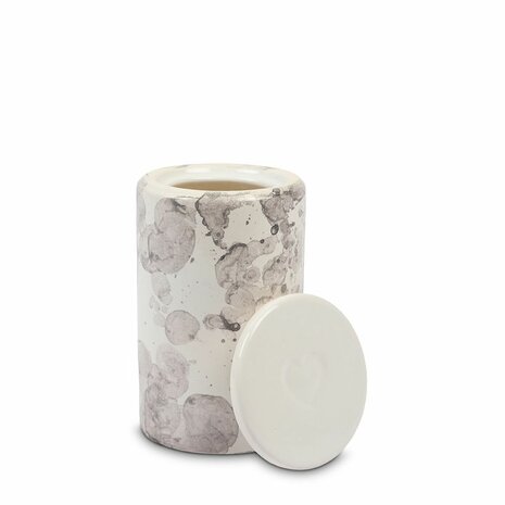 Keramische mini urn waxinelichtje wit bewerkt  | wd-UCUTC03