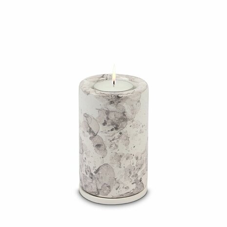 Keramische mini urn waxinelichtje wit bewerkt  | wd-UCUTC03