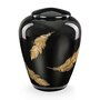 Glazen urn Boheems kristal  blinkend zwart met gouden veren | ds-GU103GF