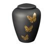 Glazen urn Boheems kristal  antraciet mat met vlinder | ds-GU103VLB