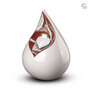 Keramische kunst urn Celest wit met bruinrood | fp-FPU 002