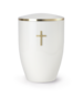 Klassieke metalen sierurn Edition Melina wit met kruis  | vo-370067