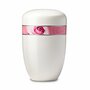 Metalen urn wit met decoratieve afbeelding roos | wd-UH3817