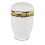 Metalen urn wit met moderne afbeelding bankje met uitzicht | wd-UH8315
