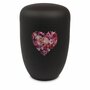 Metalen urn zwart met moderne afbeelding hart van bloemen | wd-UH3670B1WD25