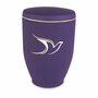 Metalen urn paars met moderne afbeelding duif in wit en goud | wd-UH7647