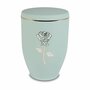 Metalen urn licht groen met moderne afbeelding roos in wit en goud | wd-UH7622