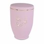 Metalen urn roze met moderne afbeelding vlinders in wit en goud | wd-UH7616