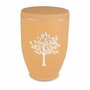 Metalen urn oranje met moderne afbeelding boom in wit en goud | wd-UH7694