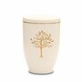 Metalen urn ecru met moderne afbeelding boom in goud | wd-UH7661