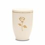 Metalen urn ecru met moderne afbeelding roos in goud | wd-UH7662