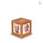 Persoonlijke handgemaakte houten MDF urn met foto's lichtbruin groot| fp-MPG 004 L