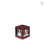 Persoonlijke handgemaakte houten MDF urn met foto's wijnrood small | fp-MPG 005 S