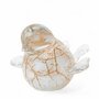 Glazen geblazen vogel urn wit goudkleurig met vleugel | ls-KUW.12.WH