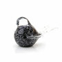 Glazen geblazen vogel urn zwart zilverstof met vleugel | ls-KUW.12.BC.SV
